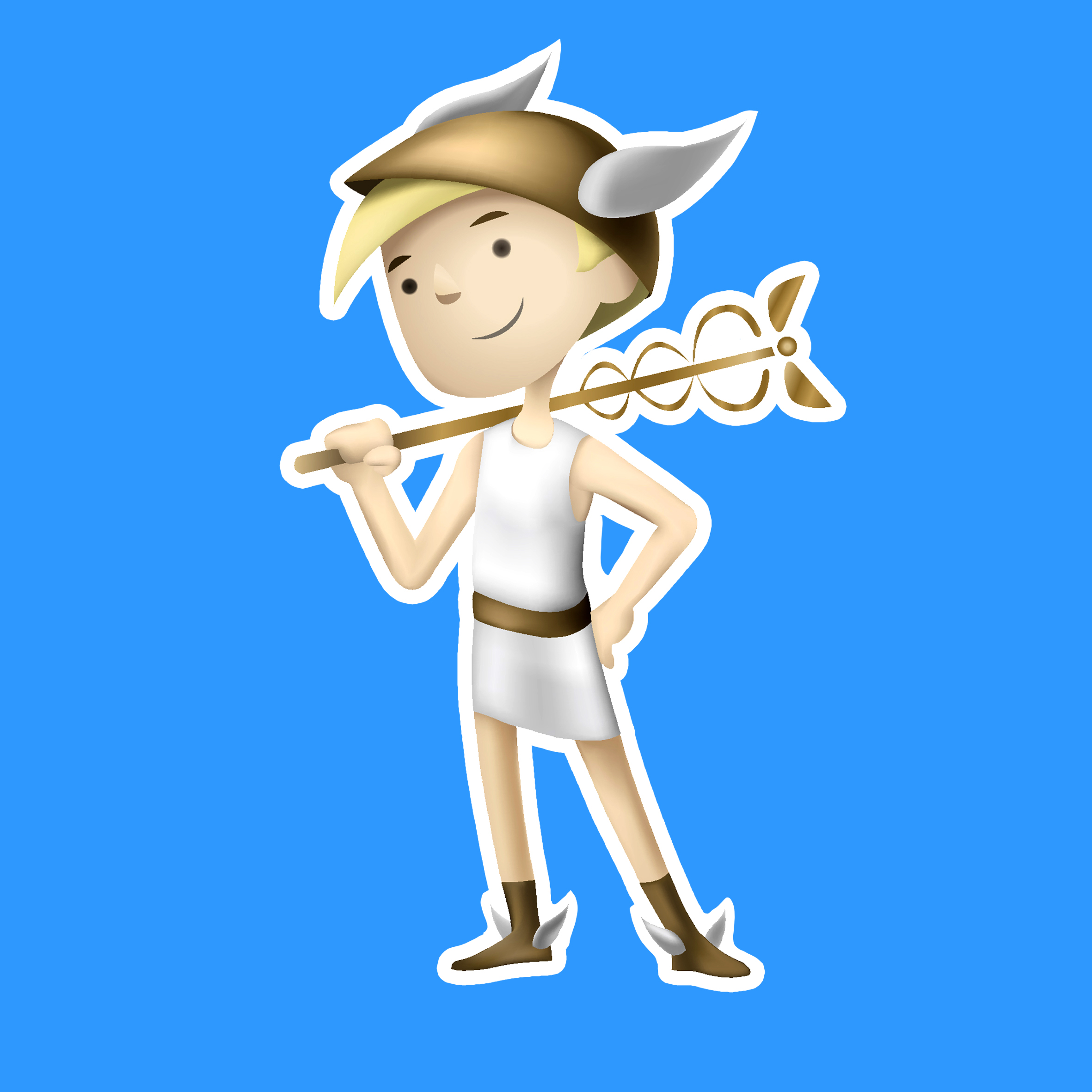 ερμης full body blue background
